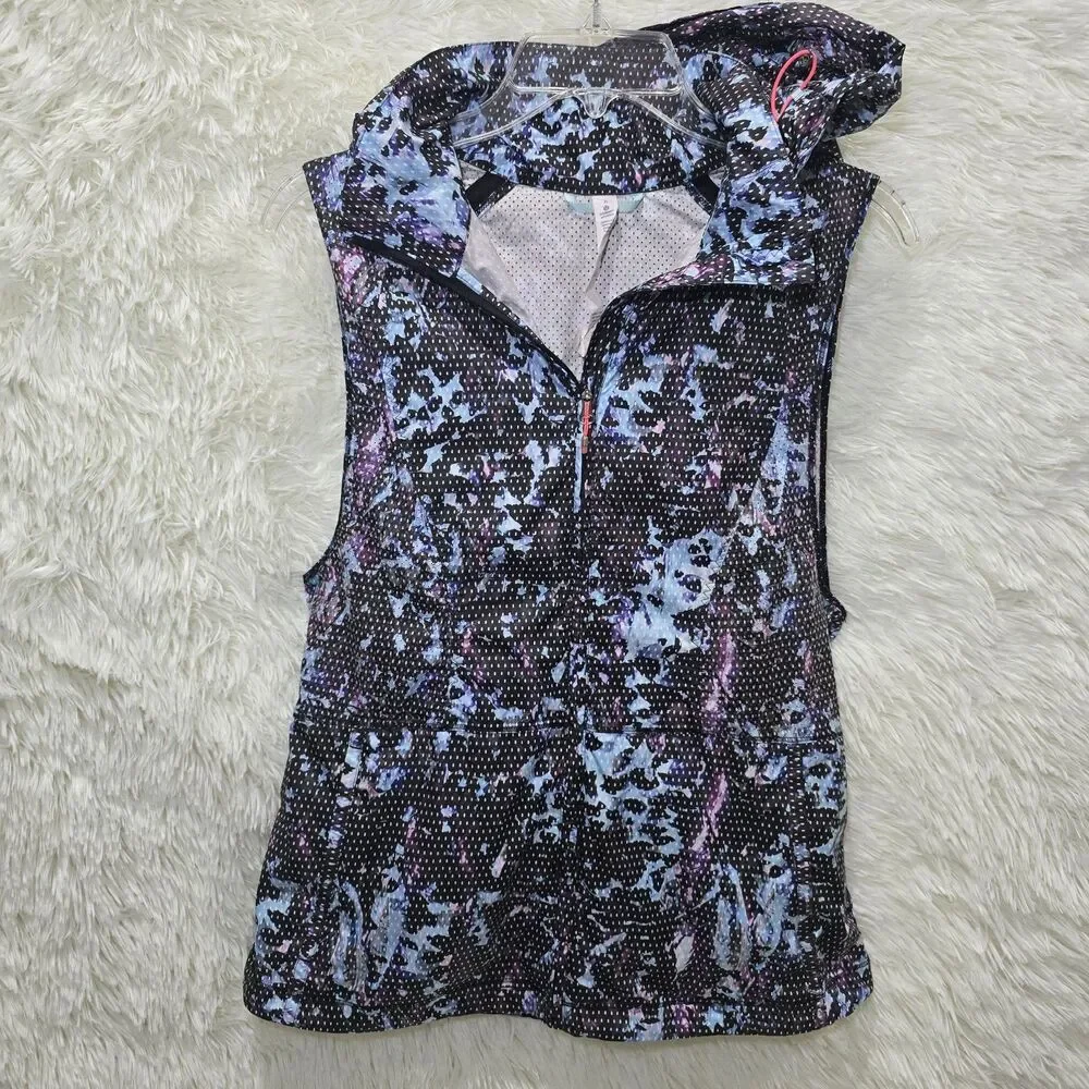 Lululemon Pack It Vest Floral Sport Tranquil Blue Multi Stow Away Zip Hooded 6